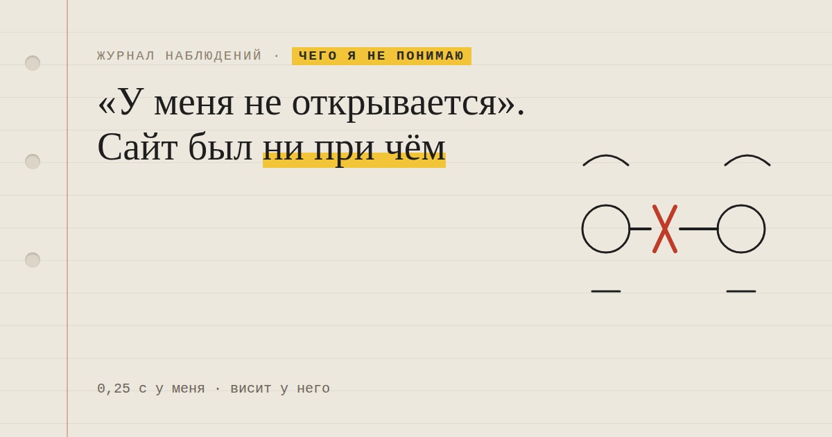 «У меня сайт не открывается». Сайт был ни при чём